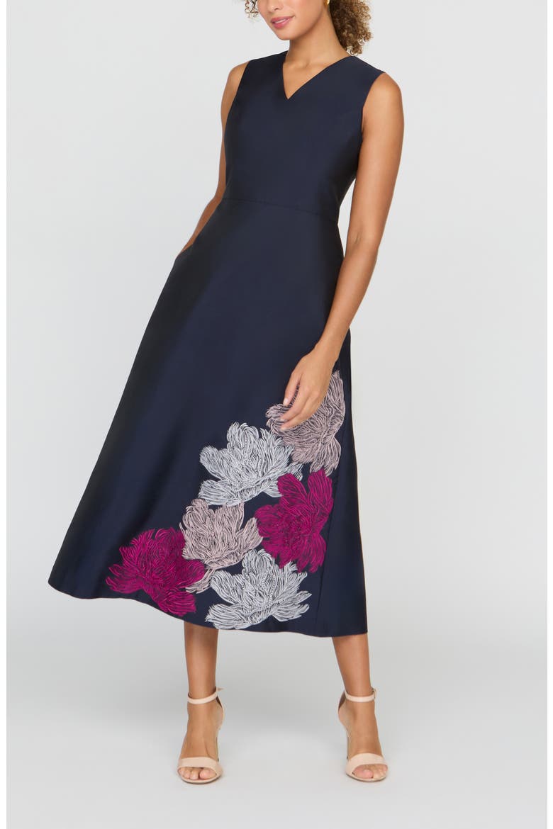 Aria Floral Cocktail Dress, Alternate, color, DARK NAVY