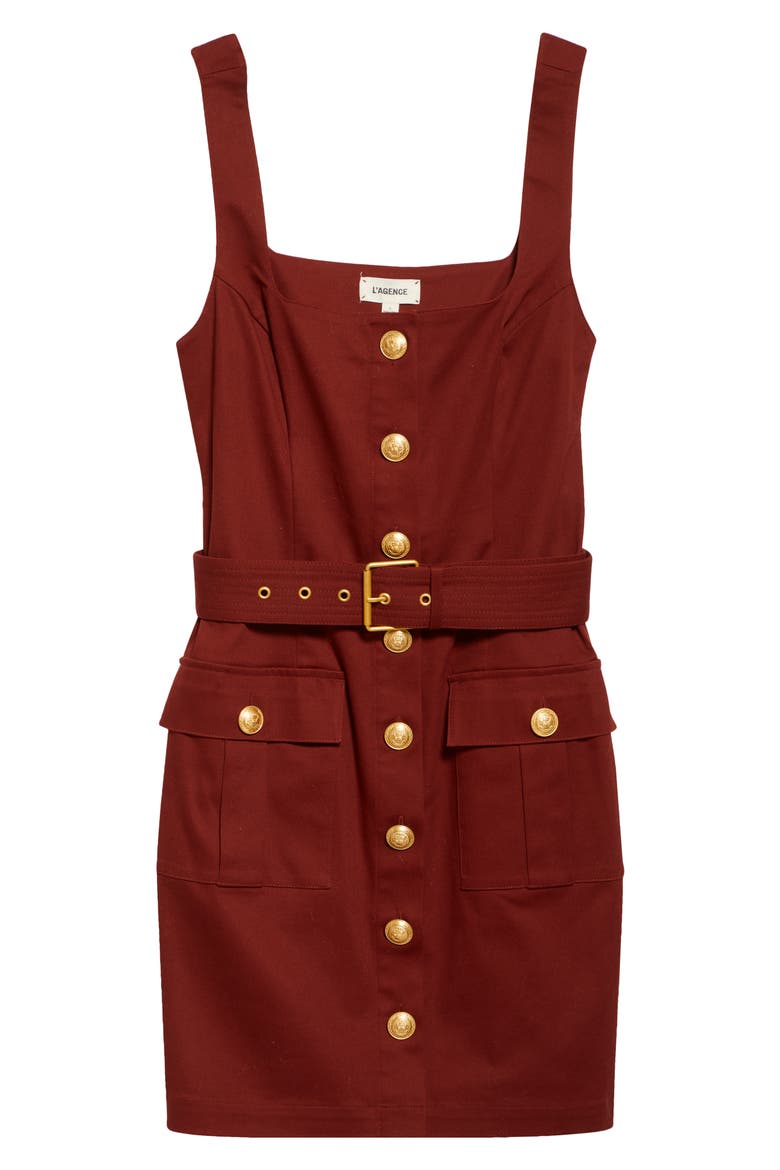 Midy Button Sleeveless Stretch Cotton Minidress, Alternate, color, BLACK CHERRY