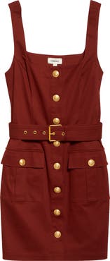 L'AGENCE Midy Button Sleeveless Stretch Cotton Minidress