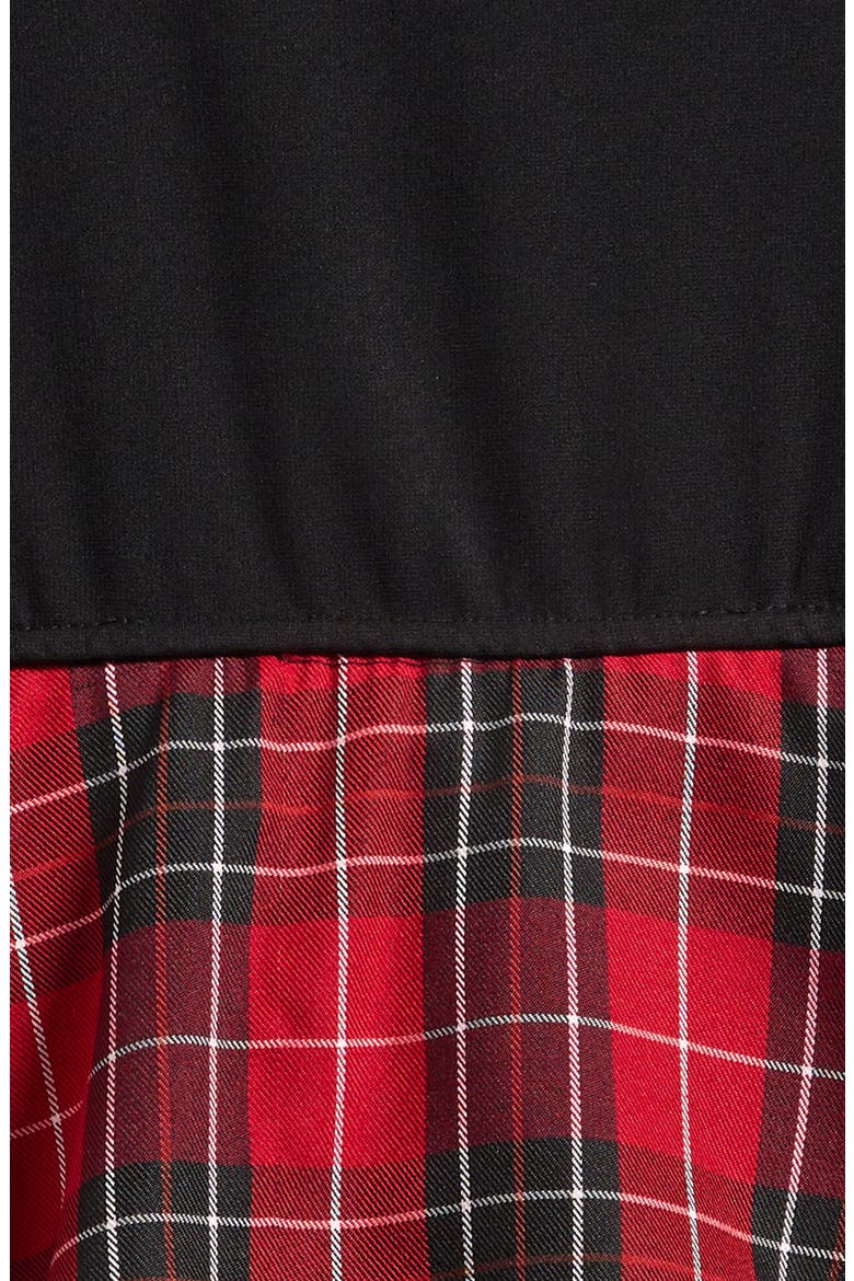 Kids' Ponté Plaid Skirt Dress, Alternate, color, BLACK