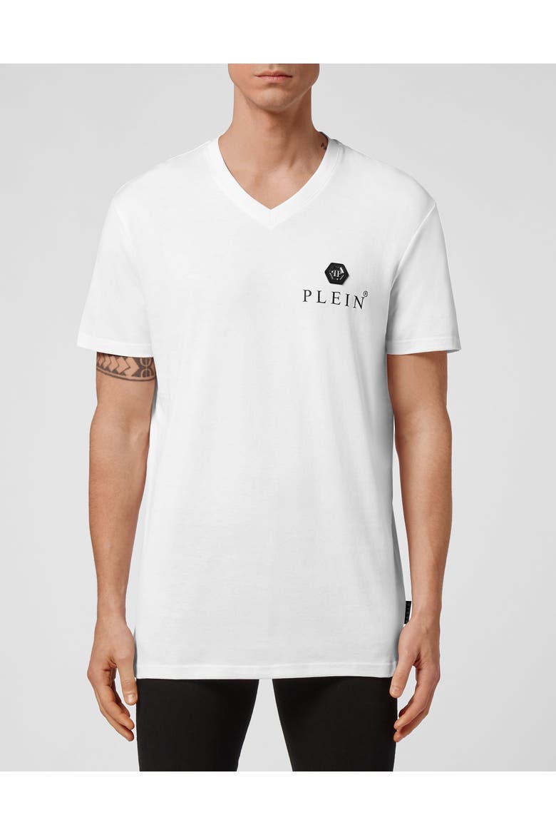 T-Shirt V-Neck Ss Men, Main, color, white