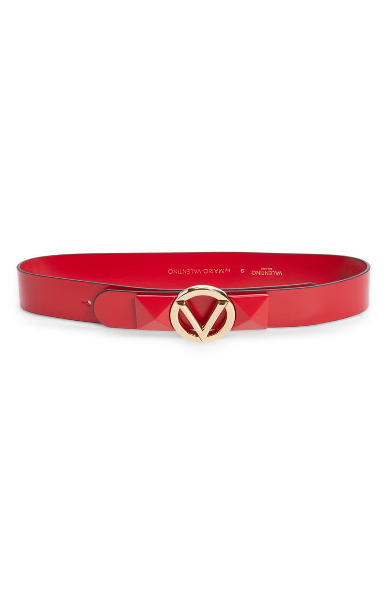 VALENTINO BY MARIO VALENTINO Mati Fuego Logo Buckle Belt, Main, color, Fuego