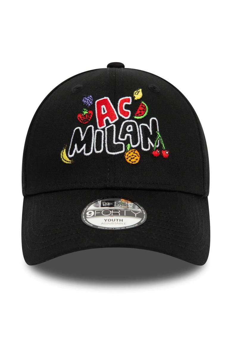 New Era Youth New Era Black AC Milan Wordmark 9FORTY Adjustable Hat, Alternate, color, 