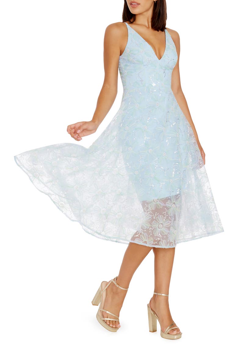 Audrey Beaded Sleeveless Chiffon Dress, Alternate, color, POWDER BLUE MULTI