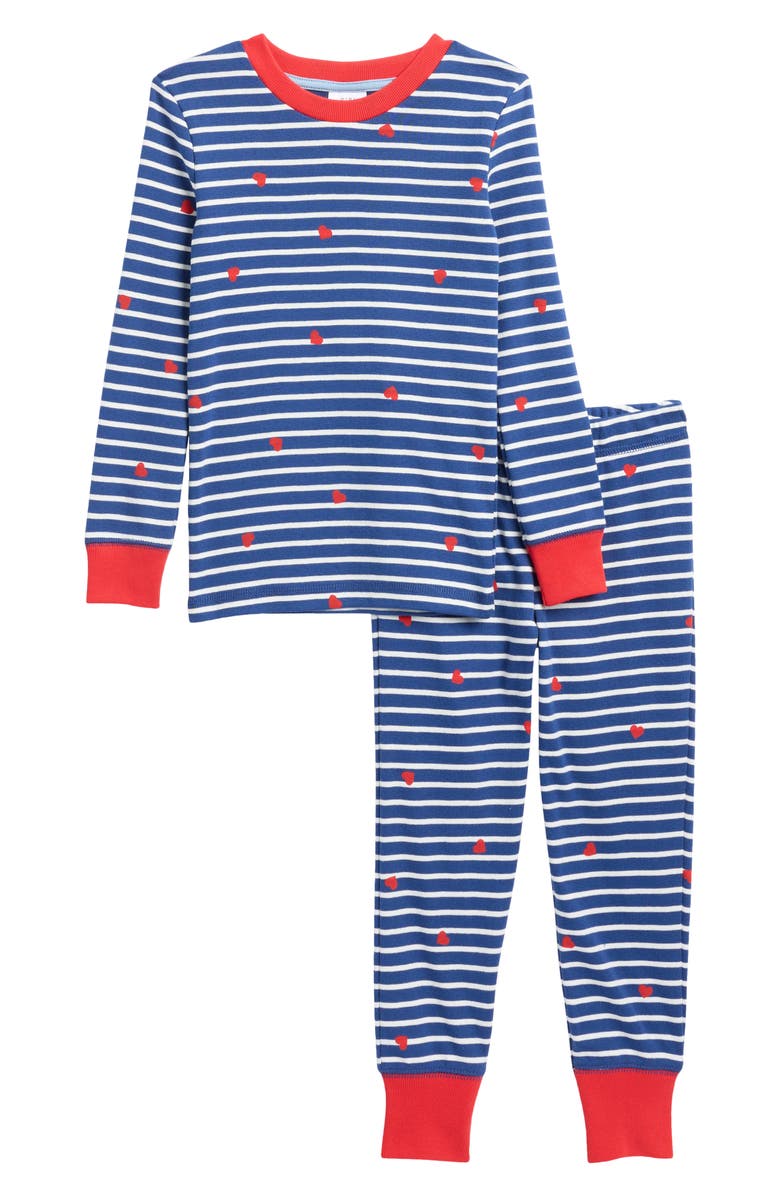 Mini Boden Kids' Stripe Heart Long Sleeve Pajamas, Main, color,