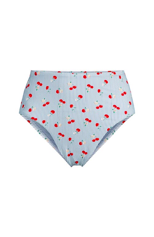 LANDS' END LANDS' END RIBBED SMOOTHING HIGH WAISTED BIKINI BOTTOMS 