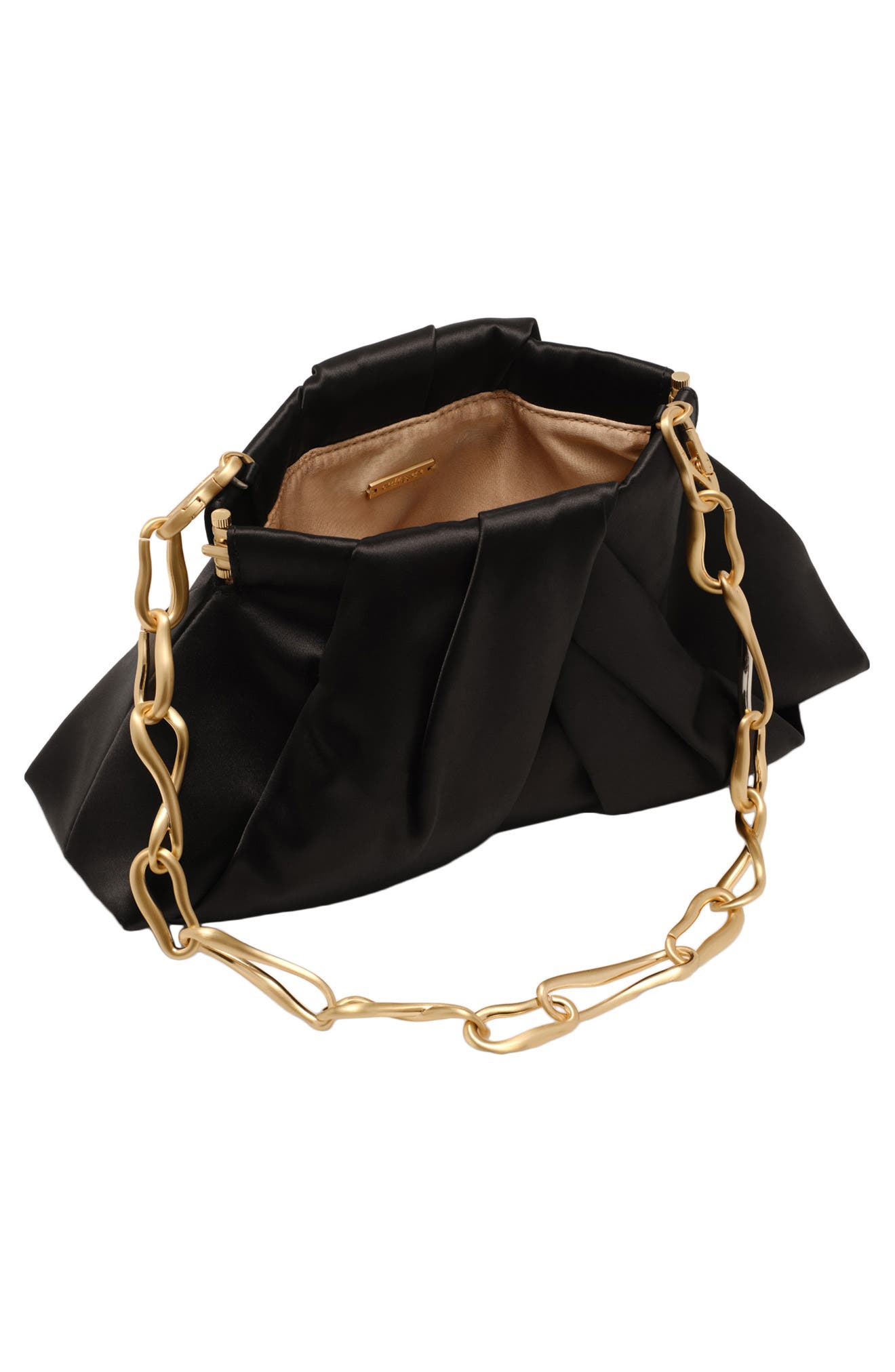 Lia Mini Satin Clutch, Alternate, color, BLACK