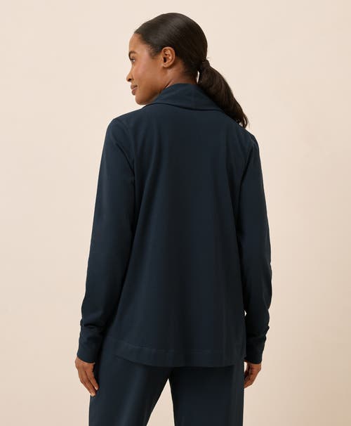 Pact Luxe Stretch Jersey Swing Cardigan In Blue