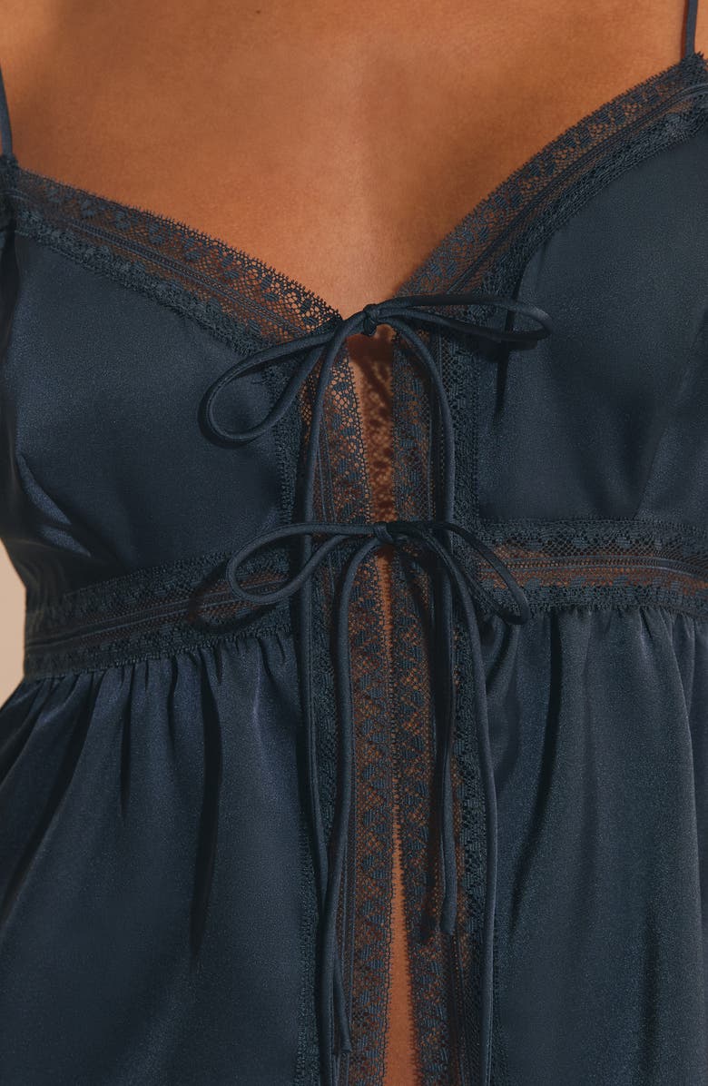 Etam Noreen Tie Front Pajama Camisole, Alternate, color, Night Blue