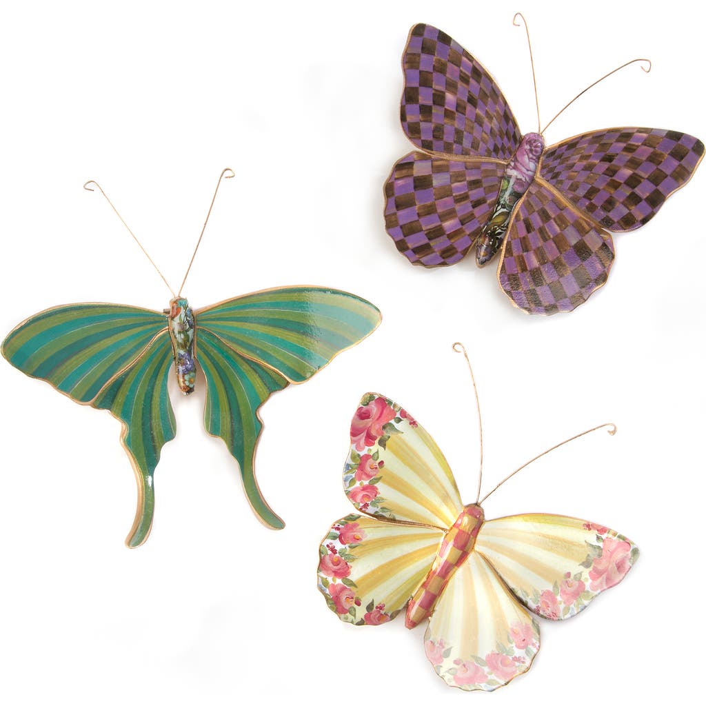 Mackenzie-childs Mackenzie Childs Set Of 3 Assorted Field Butterfly Wall Decor In Multi