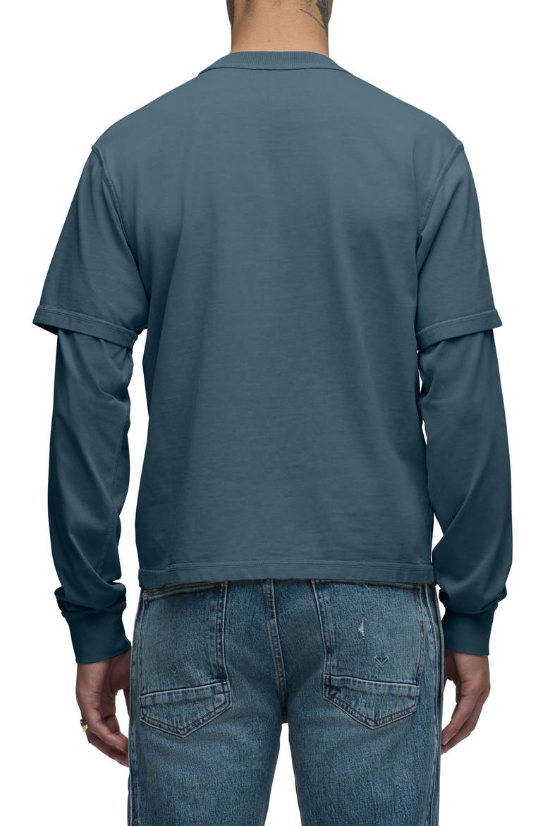Hybrid Layered Long Sleeve Cotton T-Shirt, Alternate, color, METEOR