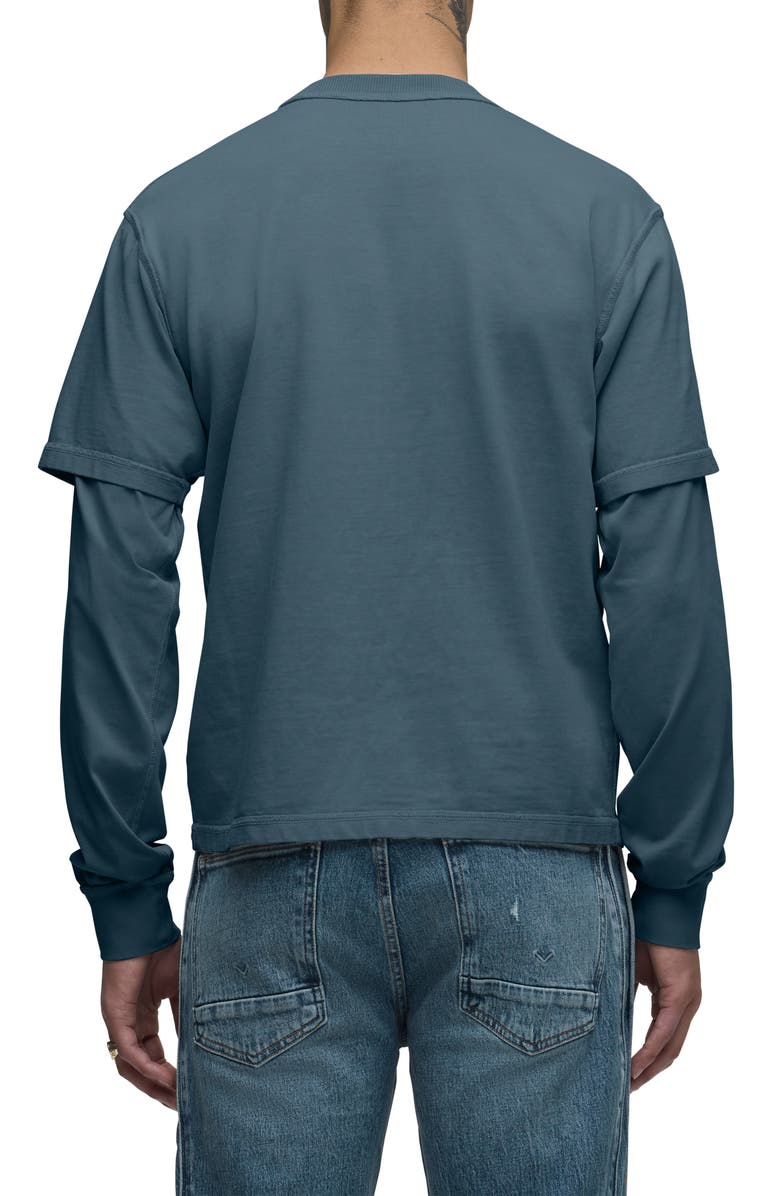 Hudson Jeans Hybrid Layered Long Sleeve Cotton T-Shirt, Alternate, color, Meteor