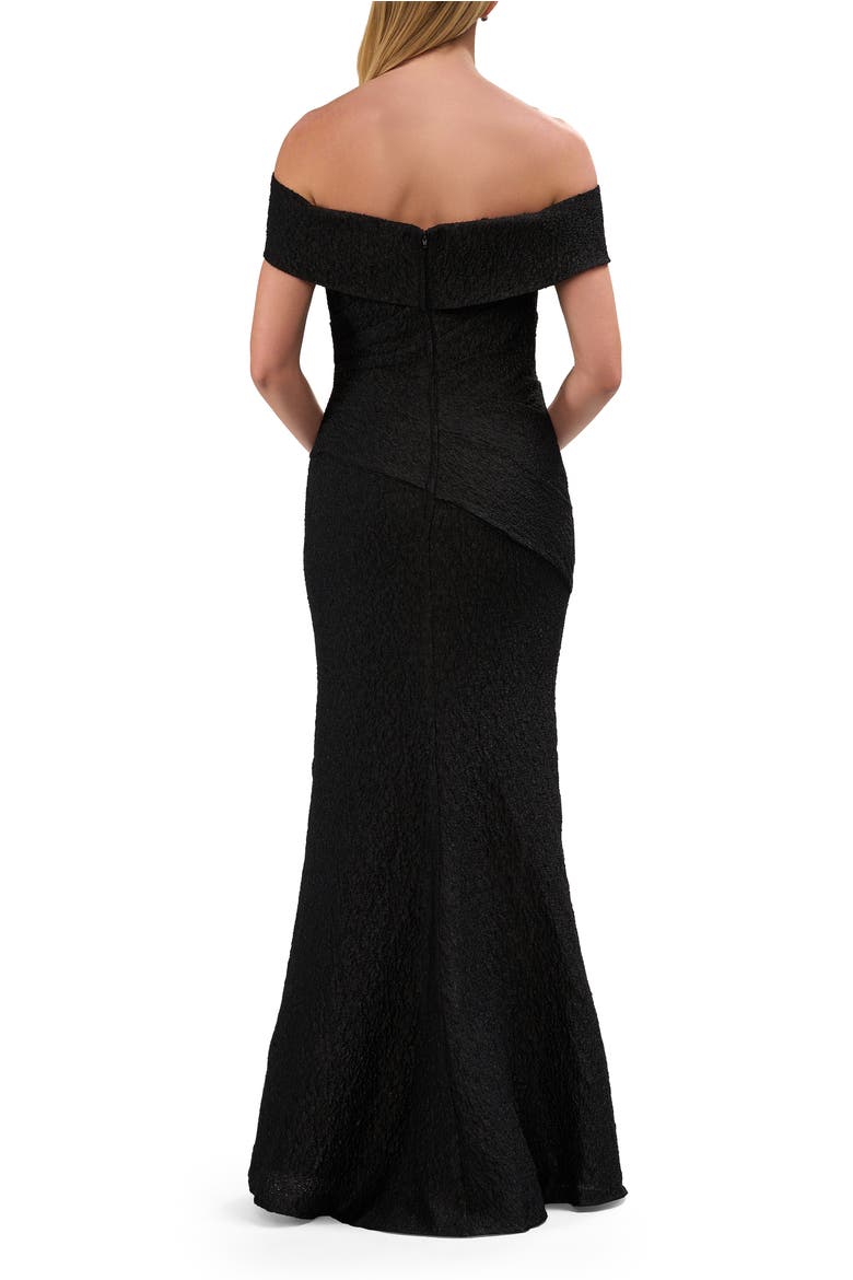 Off-the-Shoulder Textured Evening Gown, Alternate, color, Black