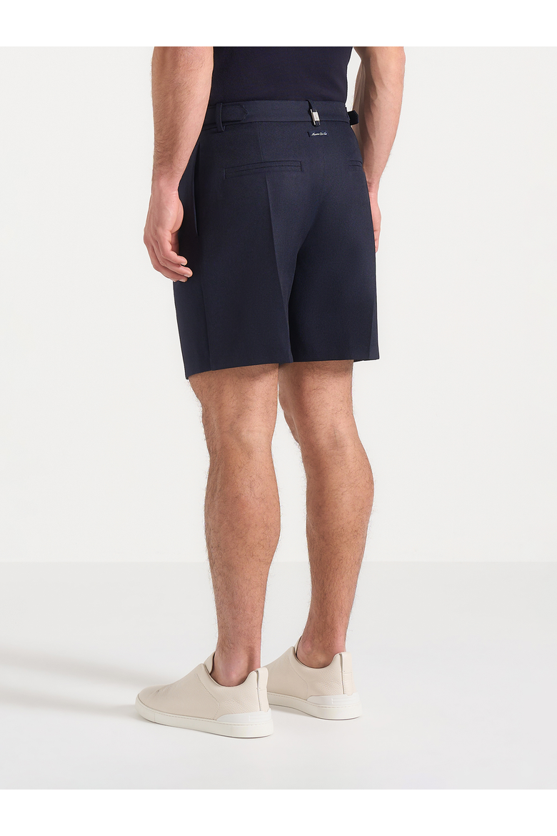 Marin Tailored Pleated Shorts, Alternate, color, Navy