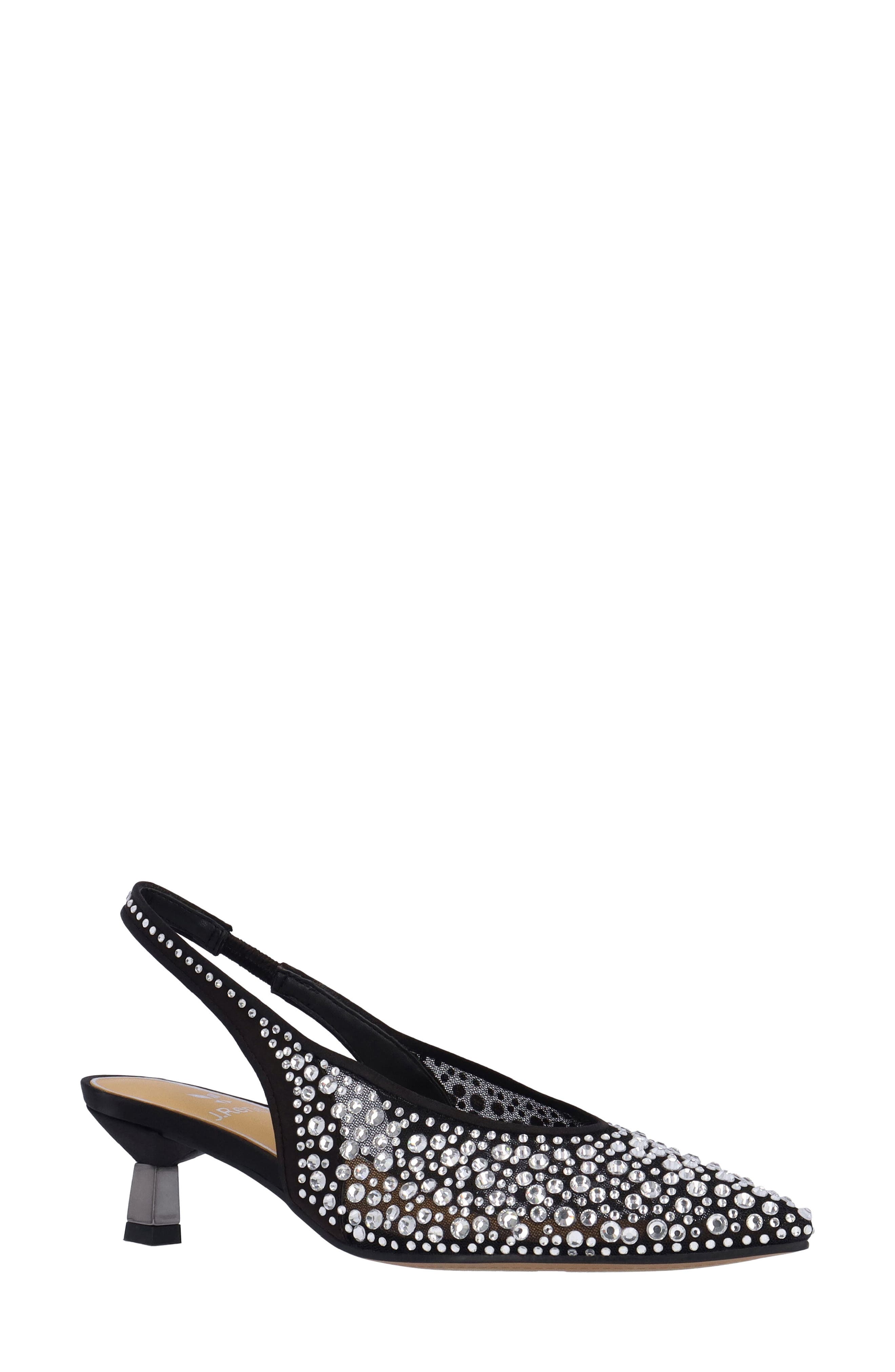 J. Reneé Tressa Slingback Pointed Toe Kitten Heel Pump, Main, color, Black