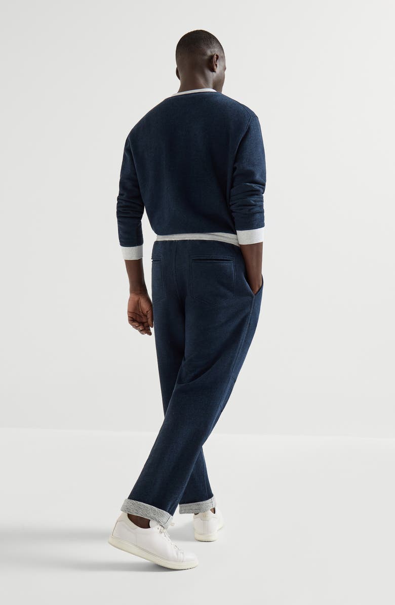 Brunello Cucinelli French terry trousers, Alternate, color, Navy Blue