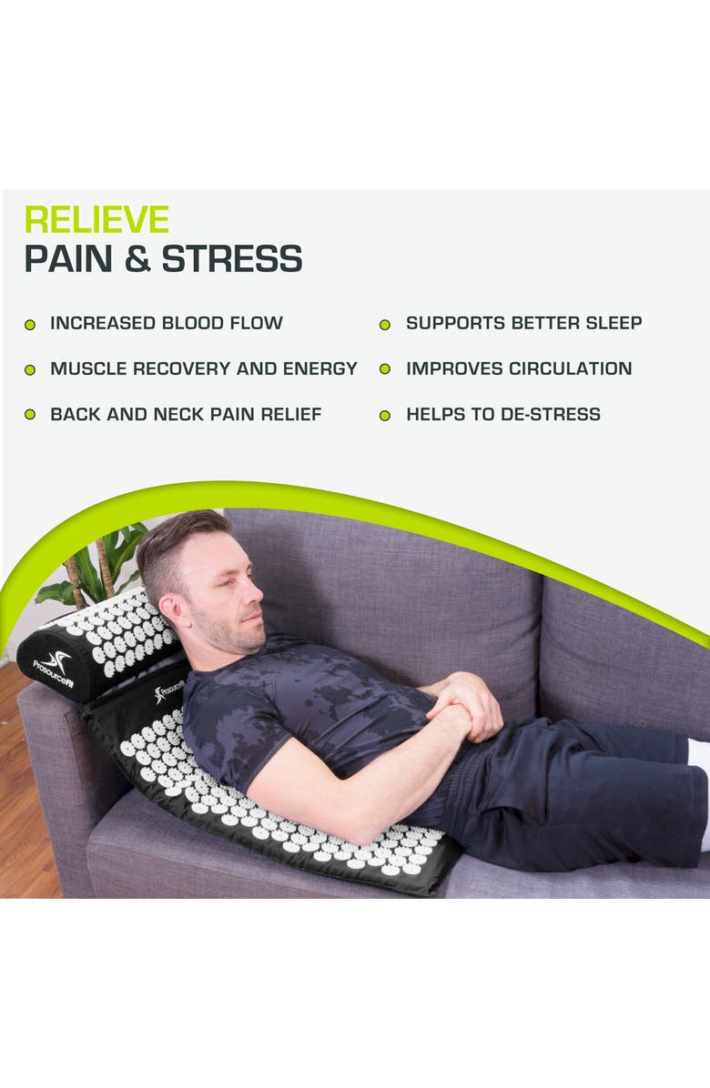 ProsourceFit Acupressure Mat and Pillow Set, Alternate, color, Black