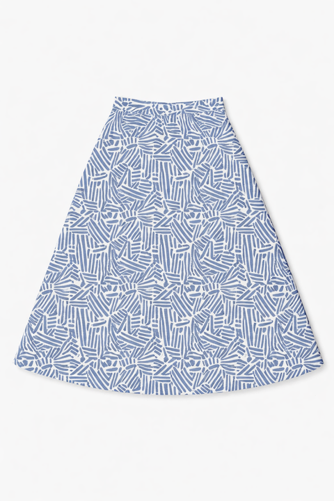Geo Swim Elastic Waist A-Line Skirt