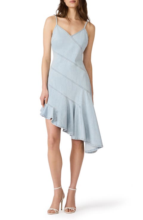 Ellis Asymmetric Ruffle Denim Dress