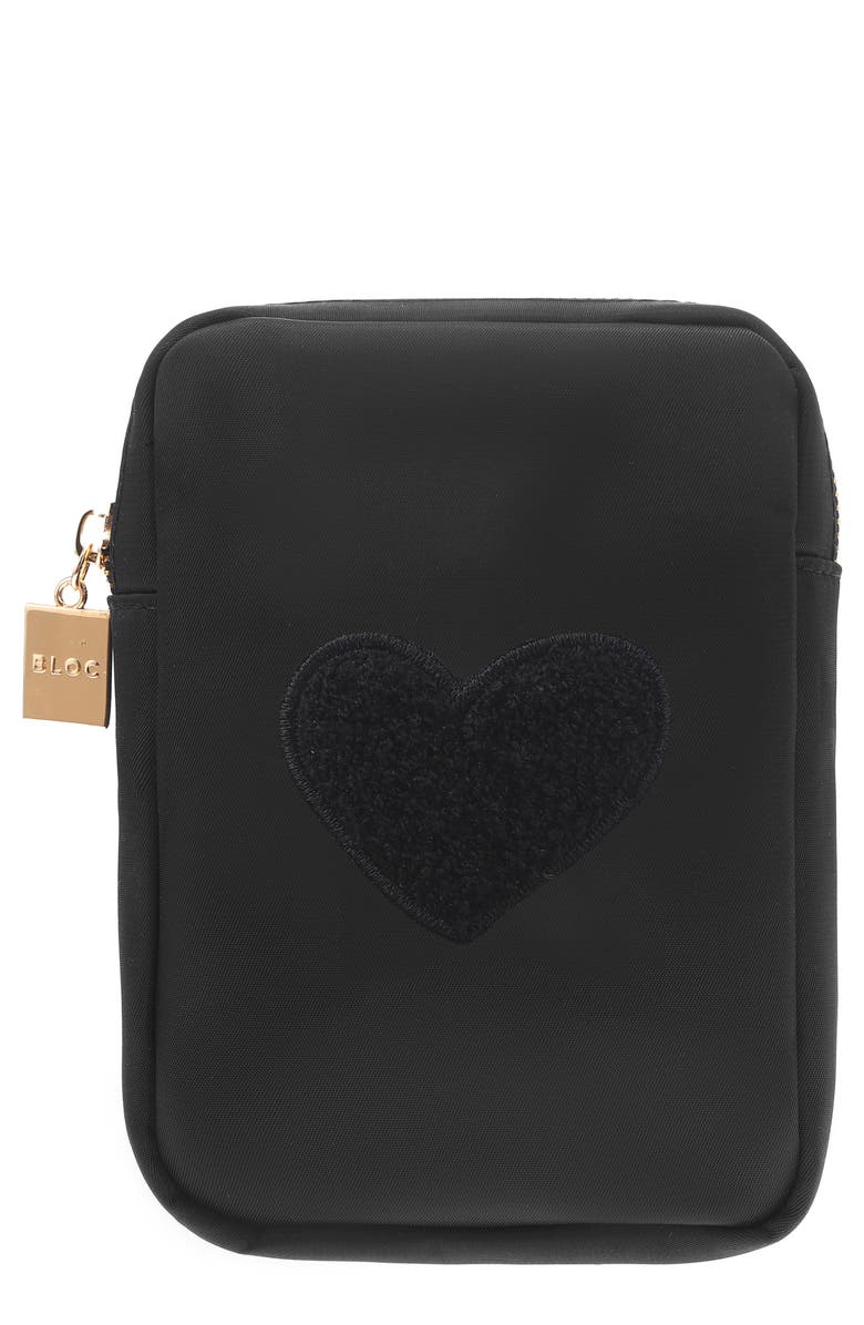 Bloc Bags Mini Heart Cosmetics Bag, Main, color, Black/ Black