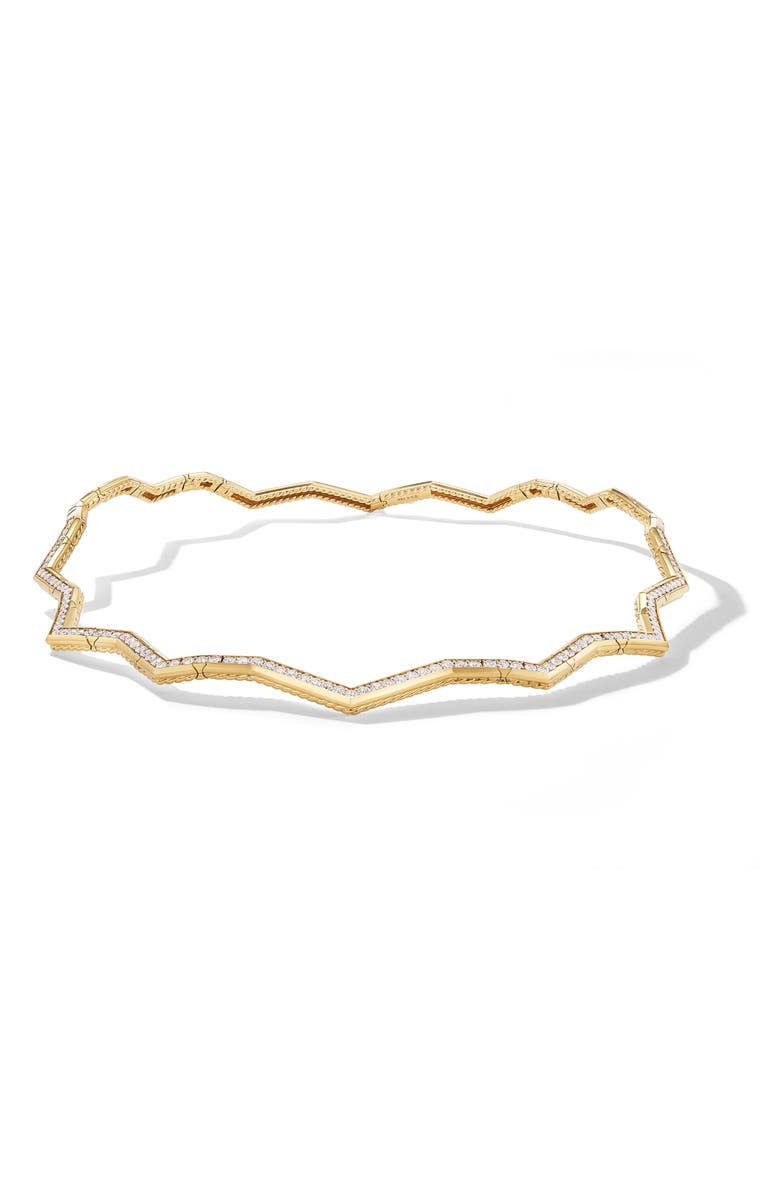 David Yurman Zigzag Stax Necklace in 18K Yellow Gold with Diamonds, 5mm, Alternate, color, 18K Yellow Gold