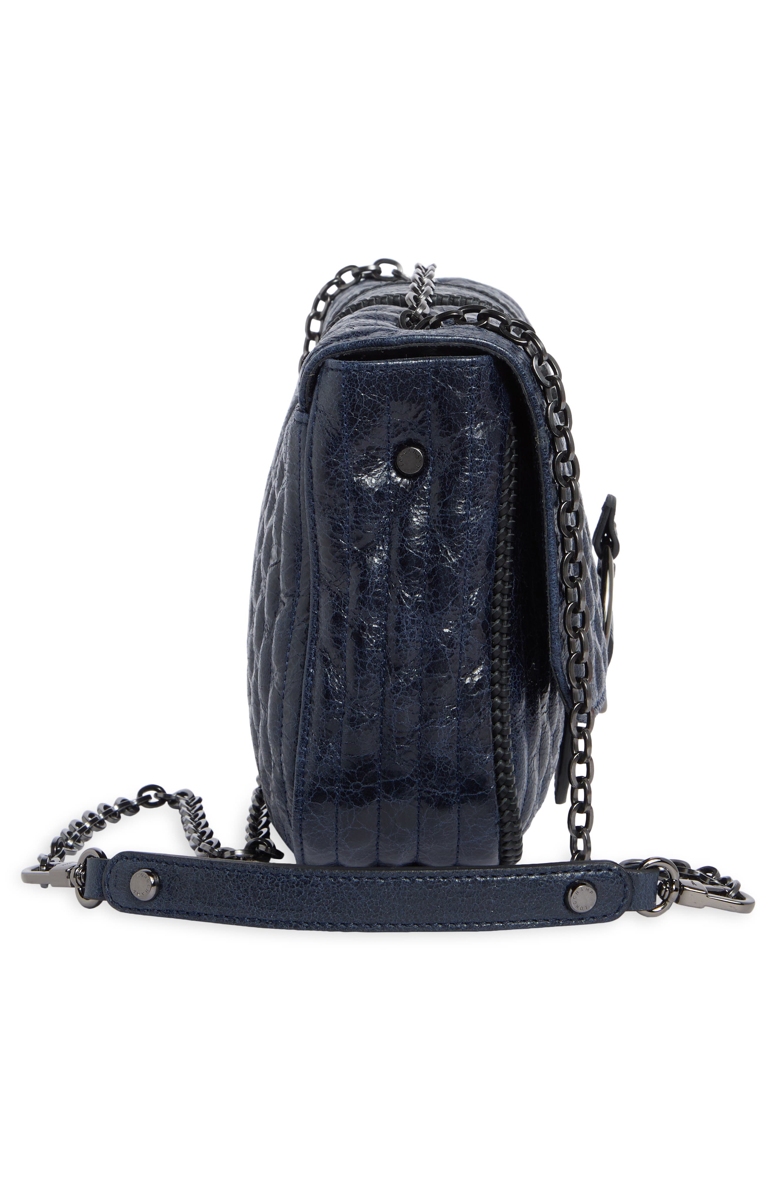 Longchamp Small Amazone Leather Quilted Convertible Crossbody Bag, Alternate, color, Navy