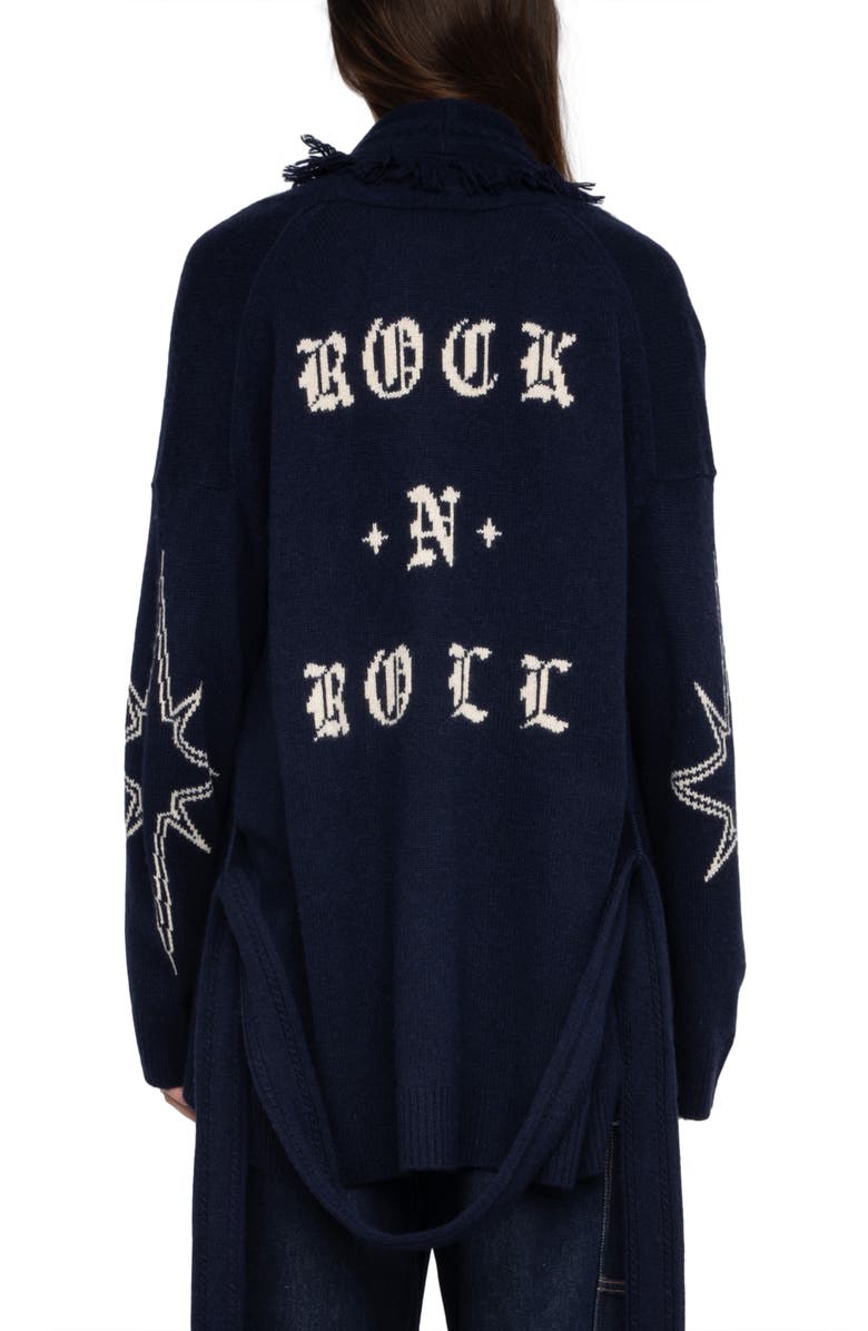 Zadig & Voltaire Rock N Roll Wrap Cardigan, Alternate, color, Encre