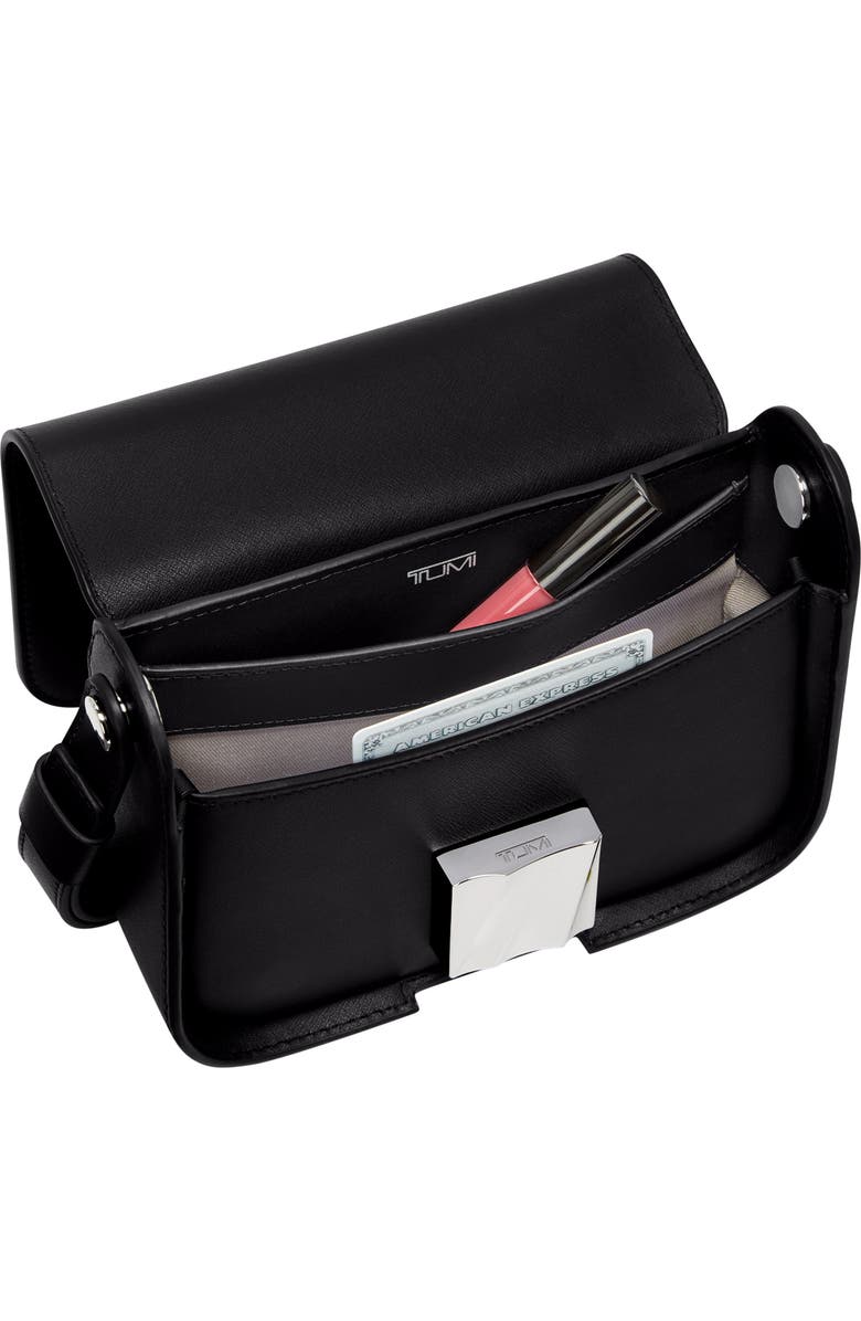 TUMI Small Olas Leather Shoulder Bag, Alternate, color, Black