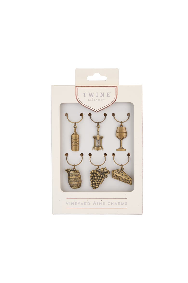 Vineyard Wine Charms Set of 6, Alternate, color, Bronze