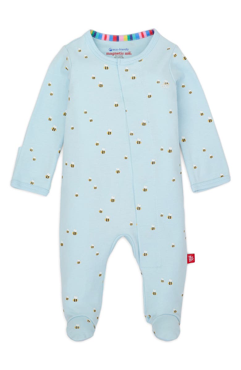 Magnetic Me Honey Hill Bee Print Organic Cotton Footie, Main, color, 