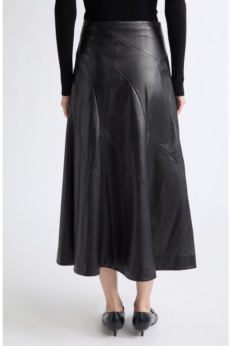 Kenza Leather Skirt, Alternate, color, BLACK