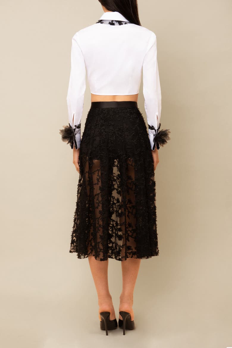 Raven Cropped Lace-Trim Poplin Shirt, Alternate, color, White