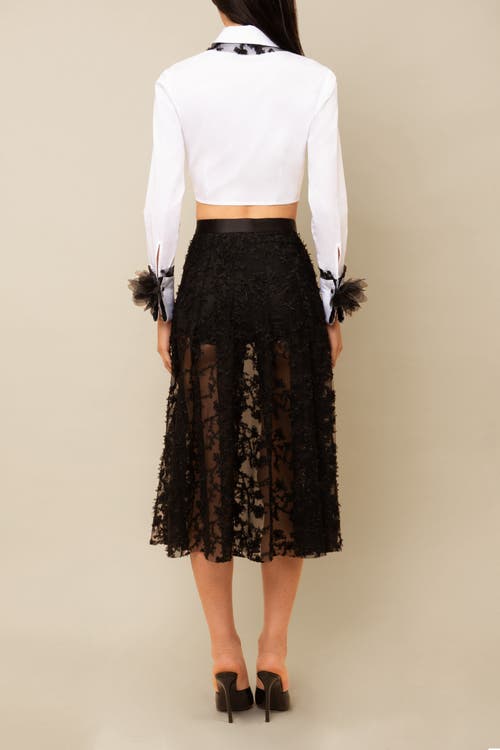 Contessa Mills Raven Cropped Lace-trim Poplin Shirt In White