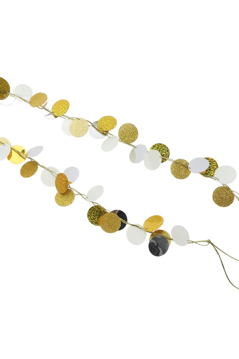 Metallic Silver and Gold Confetti Garland - 12 Foot Foil Dot Strand for Birthday, Holiday, and Wedding Backdrop Décor, Alternate, color, Multicolor