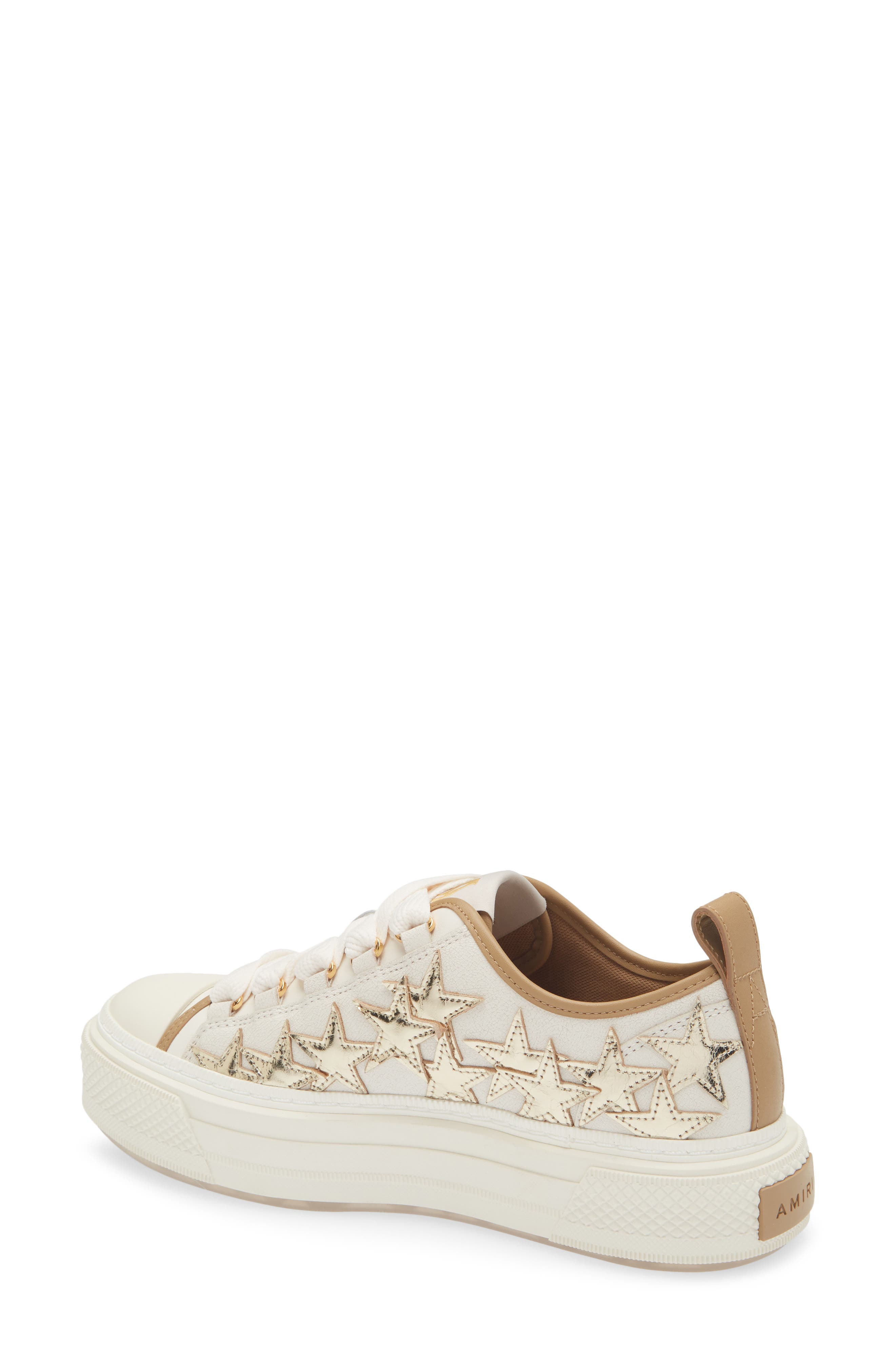 AMIRI Stars Court Low Top Platform Sneaker, Alternate, color, White/ Gold/ Brown