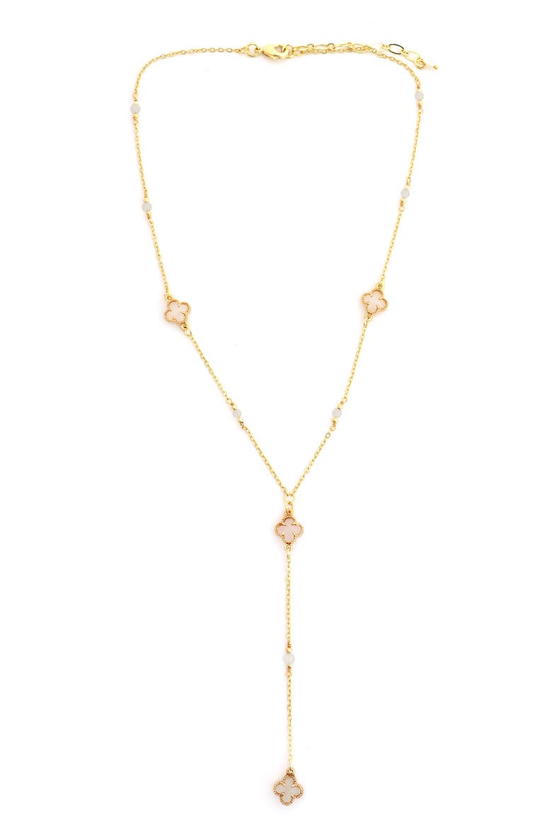 Clover Station Y-Drop Necklace, Main, color, WHITE