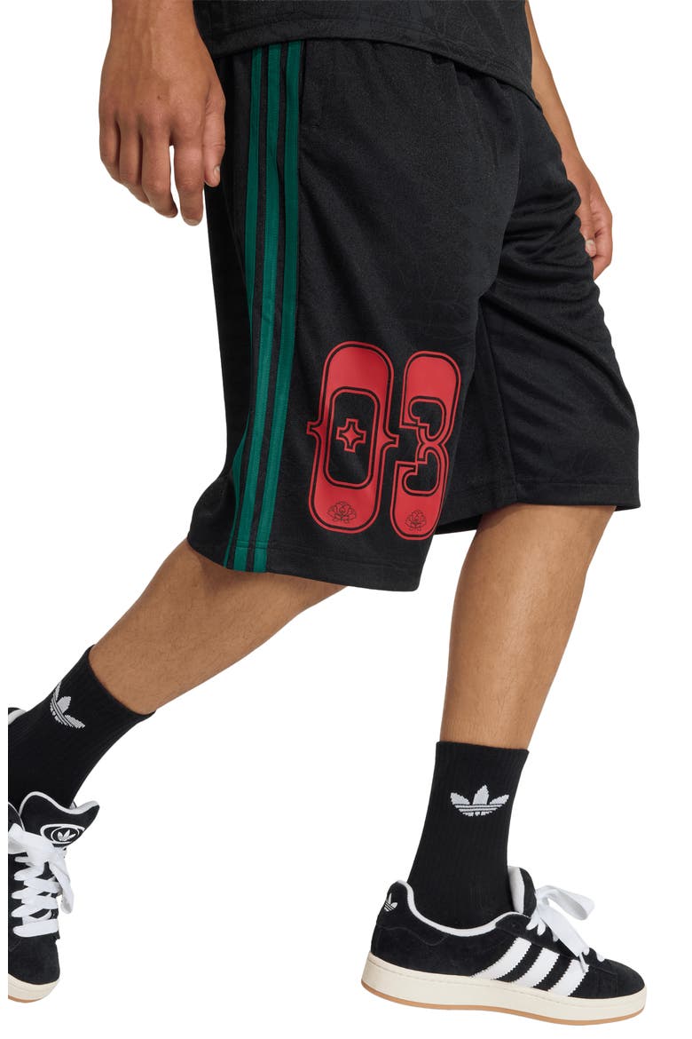 The Shorts Roses Drawstring Soccer Shorts, Alternate, color, BLACK/ COLLEGIATE GREEN/