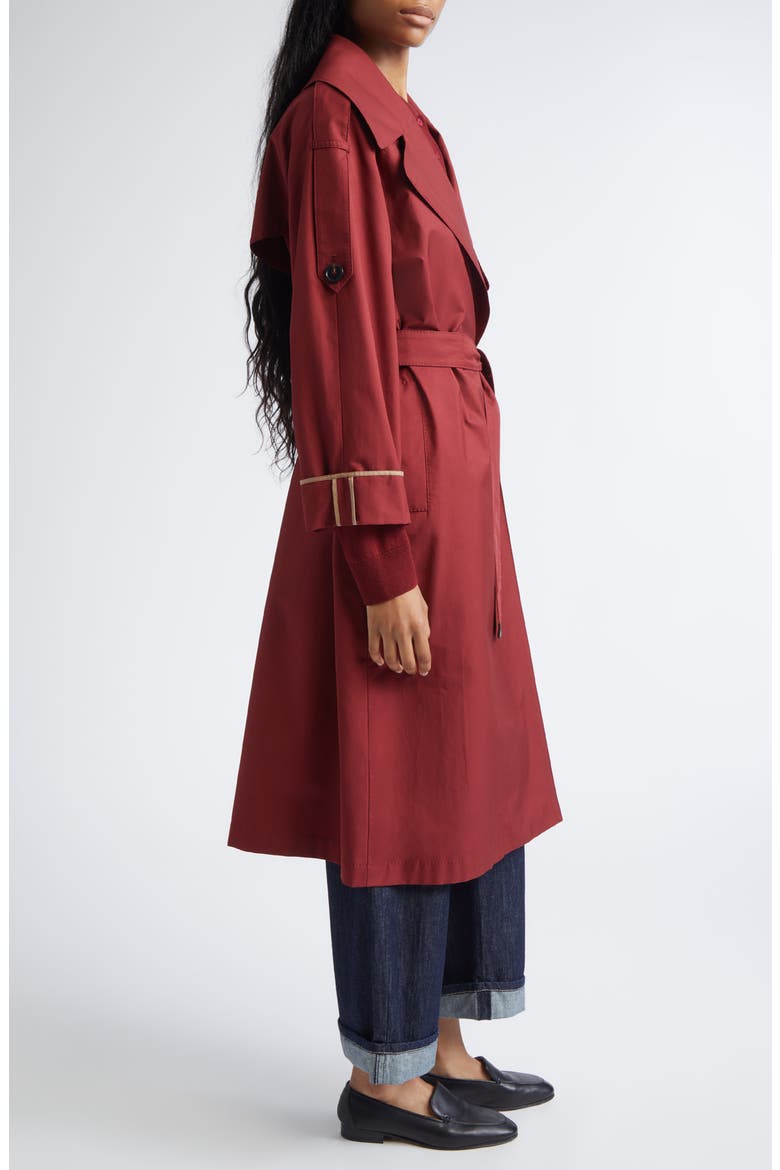 Water Repellent Belted Cotton Blend Trench Coat, Alternate, color, RASPBERRY
