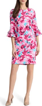 KASPER Flutter Sleeve Floral Sheath Dress