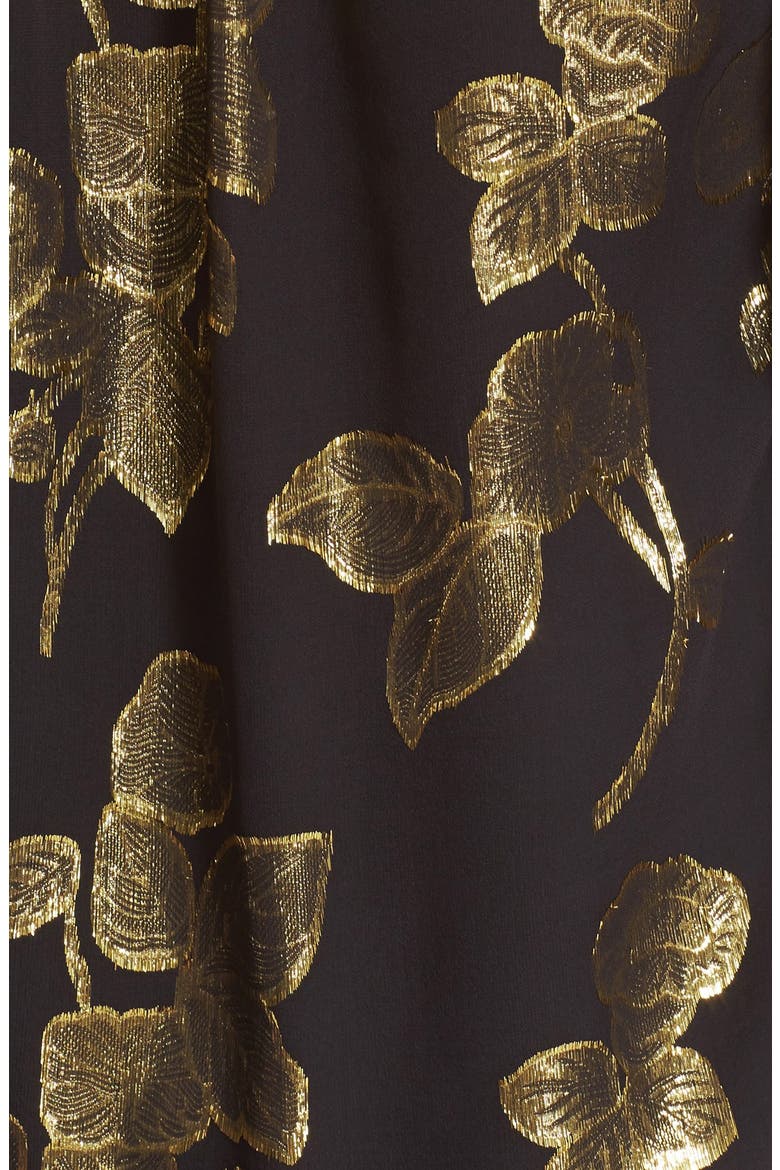 'Vashti' Metallic Silk Print Popover Top (Nordstrom Exclusive), Alternate, color, CAVIAR/ GOLD