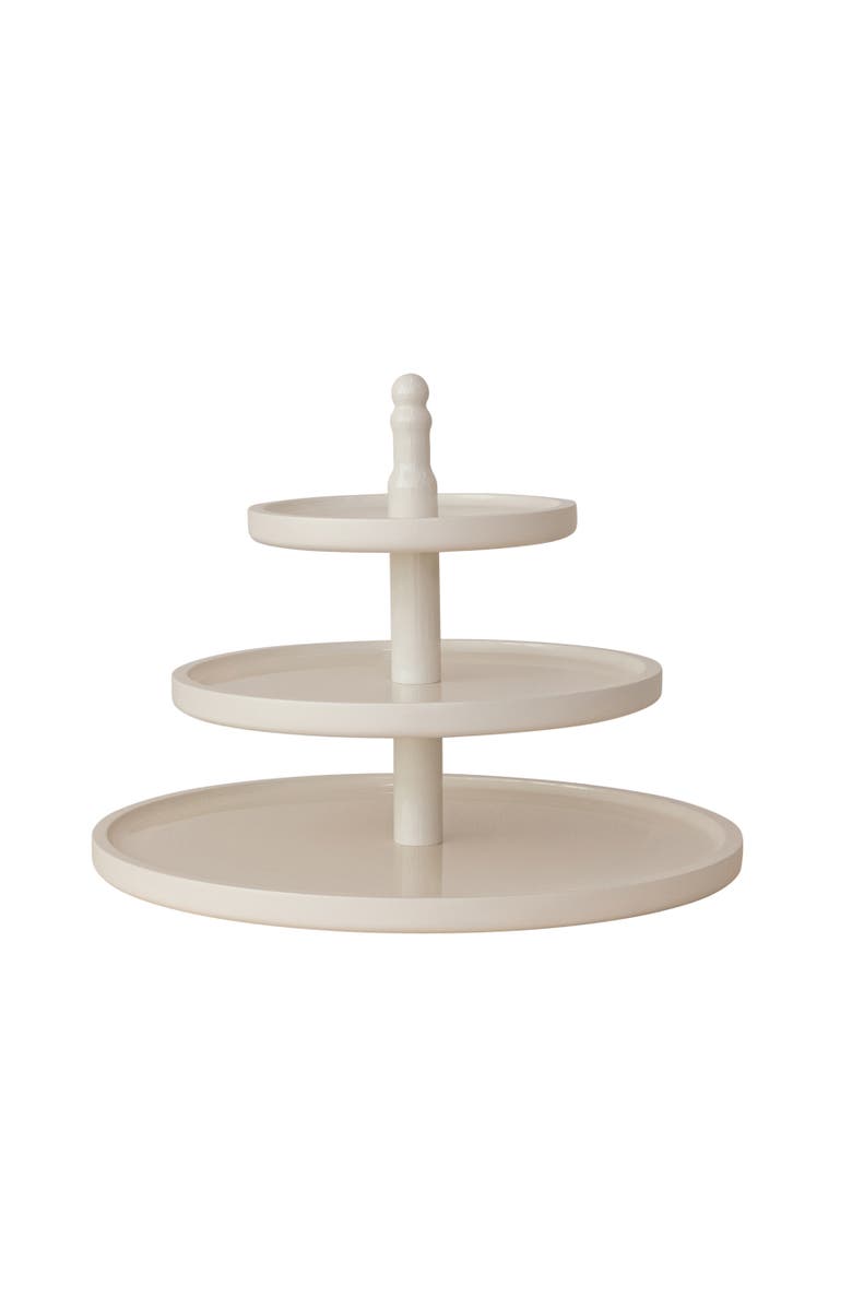 Storied Home Lacquered 3-Tier Round Tray, Main, color, White