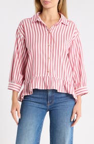 Trove New York Striped Peplum Shirt