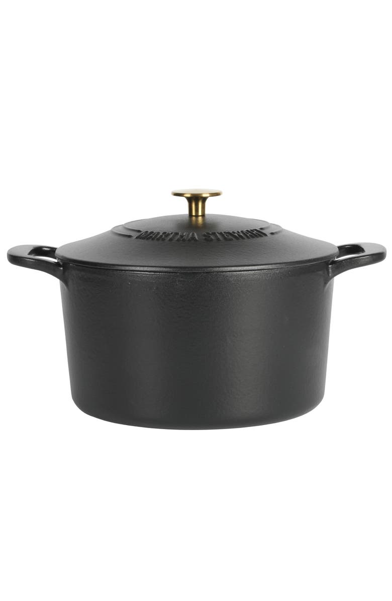 MARTHA STEWART Gatwick 7-Quart Enameled Cast Iron Dutch Oven with Lid, Main, color, Matte Black