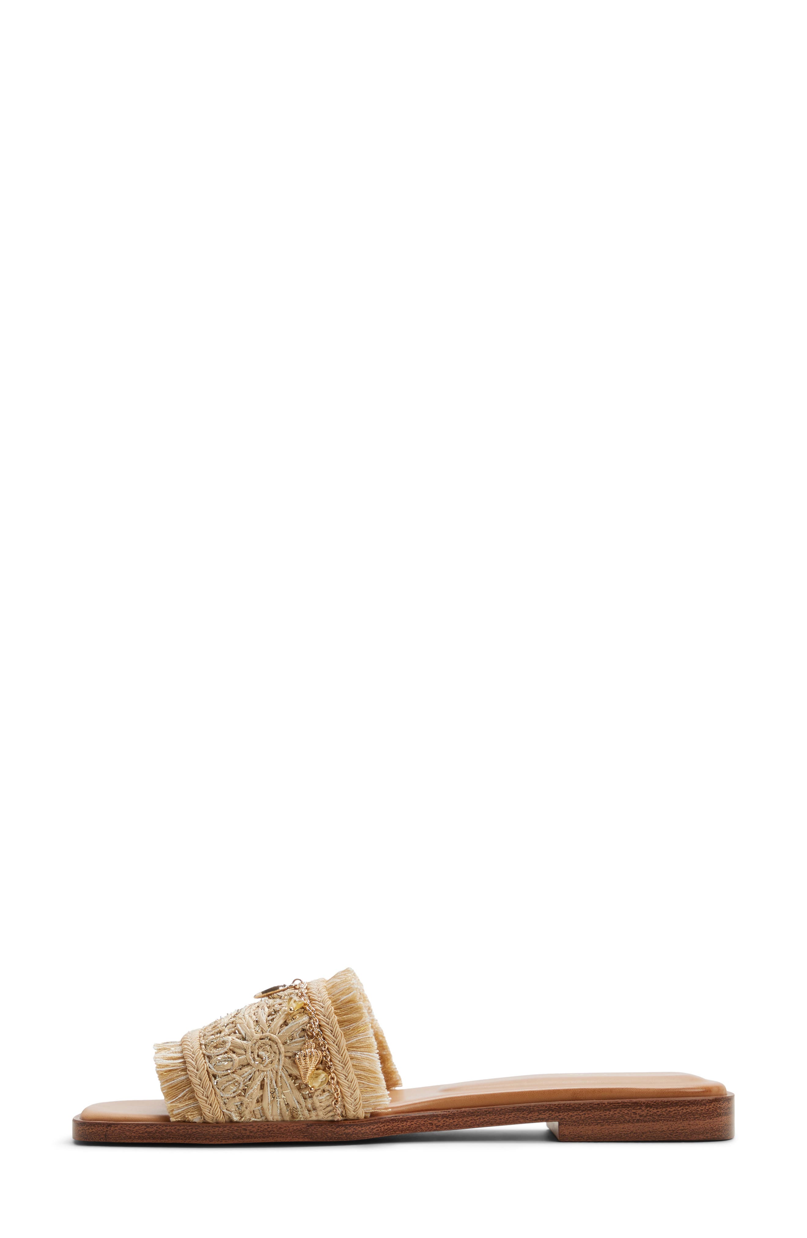Aurana Embellished Slide Sandal, Alternate, color, NATURAL