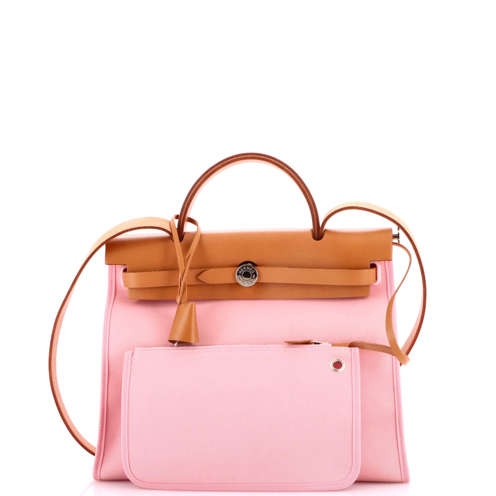 Pre-Owned Hermes Herbag Zip Leather and Toile 31, Alternate, color, Rose Confetti