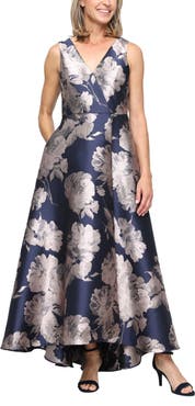 SL FASHIONS Floral Sleeveless Jacquard Gown