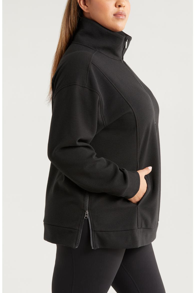 Ottoman Fleece Half Zip, Alternate, color, BLACK