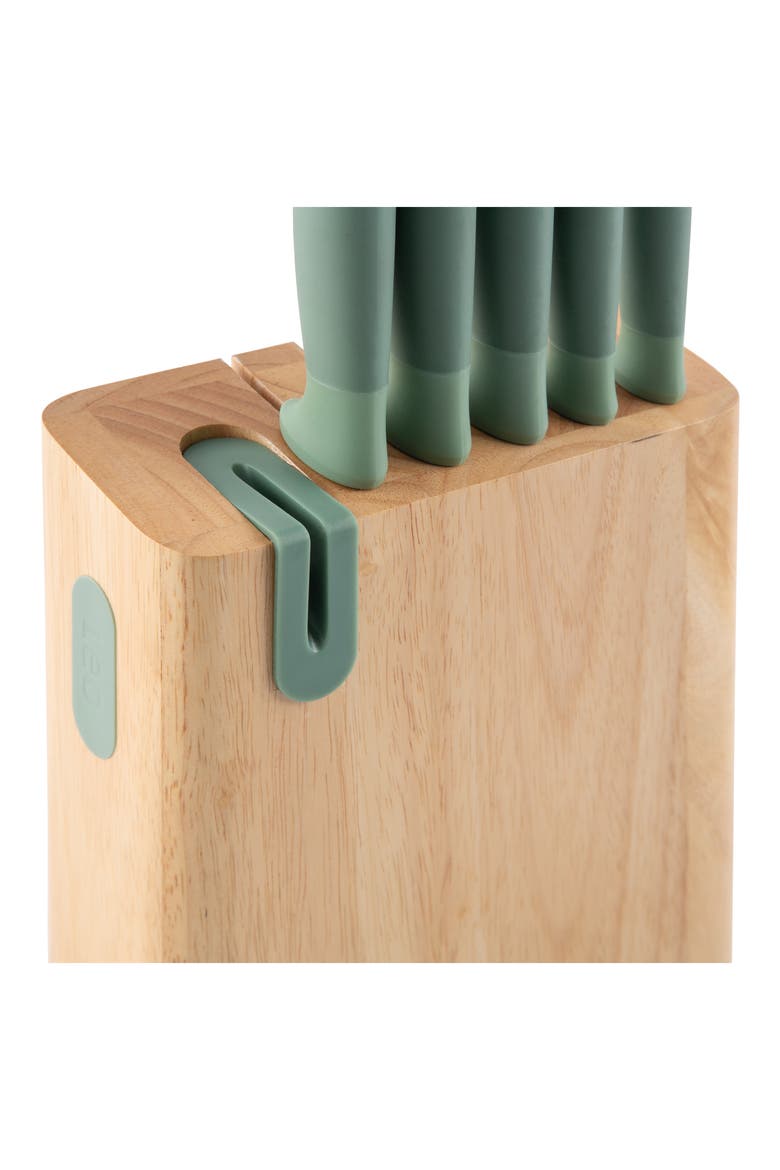 Leo Forest Knife Block 6-Piece Set, Alternate, color, GREEN/ BEIGE