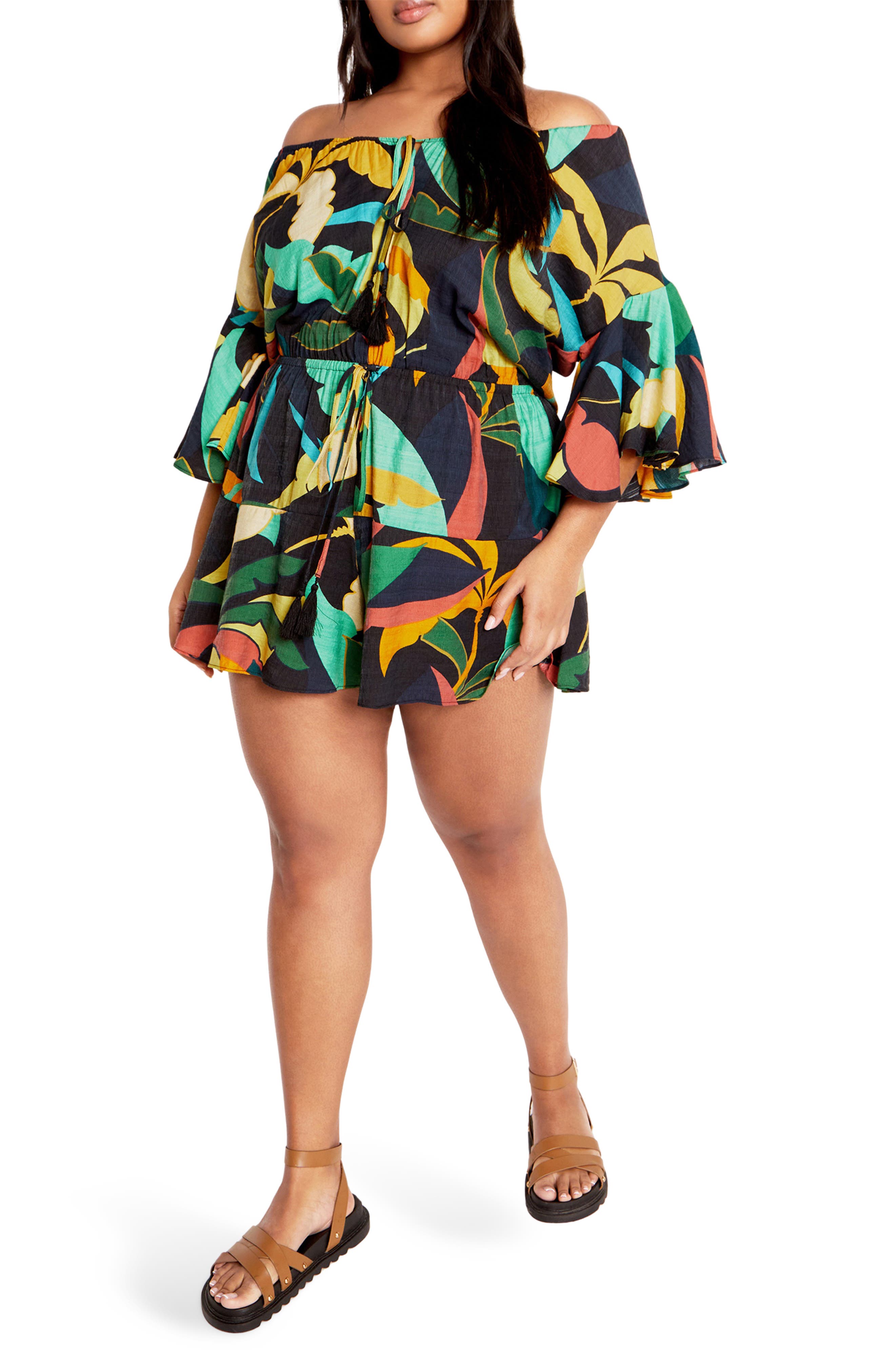 City Chic Harlow Flutter Sleeve Playsuit