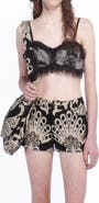 Anna Sui Black Lace Combo Ruffle Lace Bralette